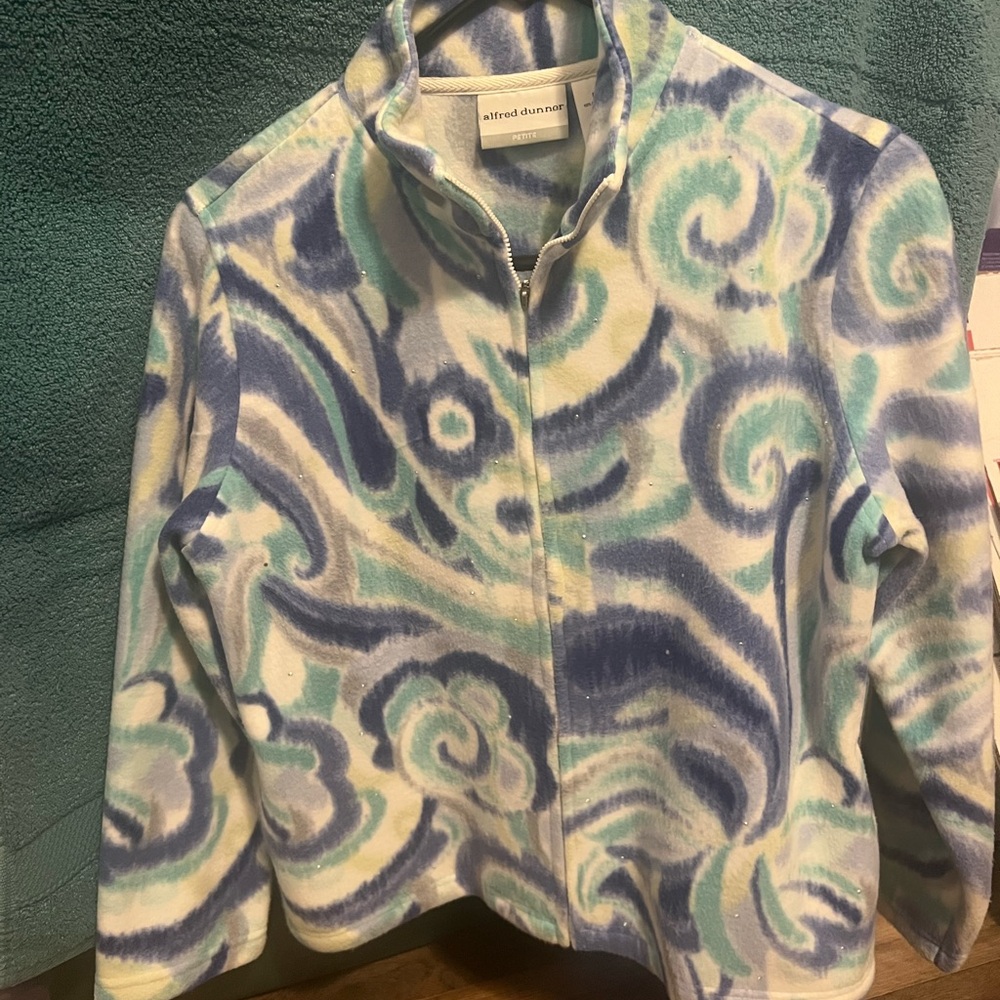 Alfred Dunner Blue and Green Swirl Jacket